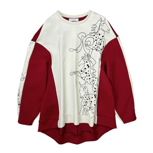 Horse Printed Scuba Pullover - IVORY
