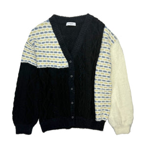 Patchwork Knit Cardigan BLACK