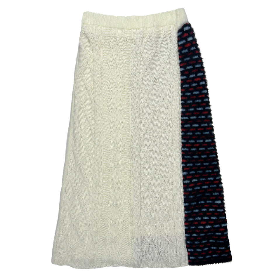 Patchwork Knit Skirt - IVORY