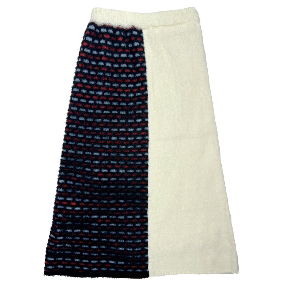 Patchwork Knit Skirt - IVORY