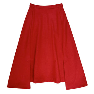 MELTON WOOL DOUBLE VENT SKIRT - RED