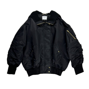 HOODED MA-1 JACKET - BLACK