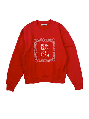 MODERN LOVE SCREEN PRINT SWEATER - RED