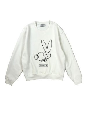 ROBOT RABIT SCREEN PRINT SWEATER - WHITE