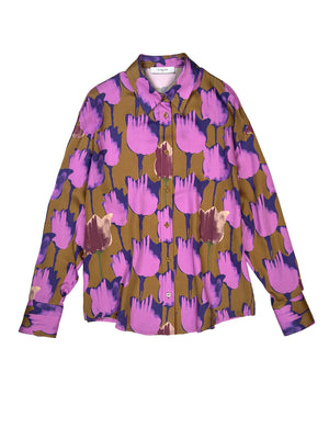 TULIP PRINTED SHIRT - BROWN
