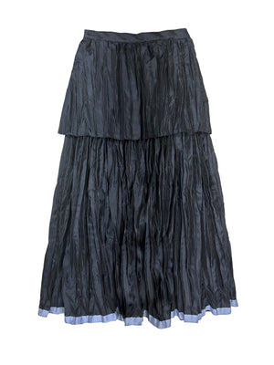 DOUBLE LAYER PLEATED SKIRT - NAVY