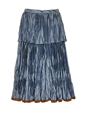DOUBLE LAYER PLEATED SKIRT - BLUE