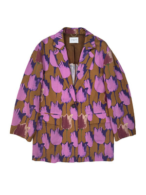 TULIP PRINTED BLAZER - BROWN