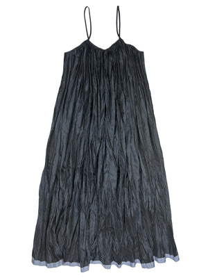 WASHER PLEATED SLIP DRESS - NAVY