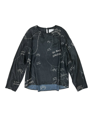 DUCK PRINTED BLOUSE - BLACK
