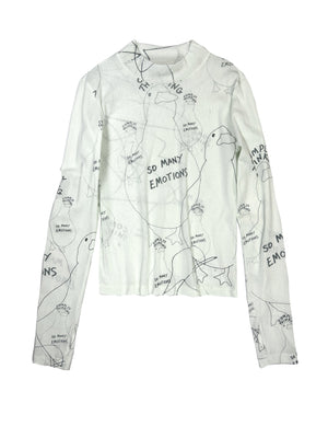 DUCK PRINTED MOCK NECK TOP - IVORY