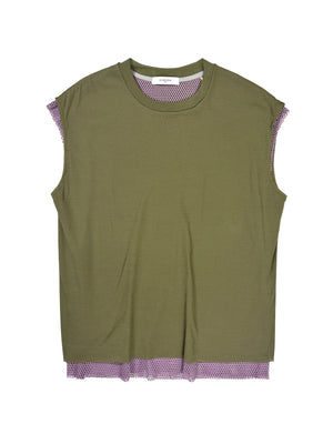 DOUBLE LAYER JERSEY VEST - OLIVE
