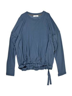 BALLOON SHEER RIB TOP- BLUE GREY