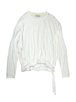 BALLOON SHEER RIB TOP- WHITE