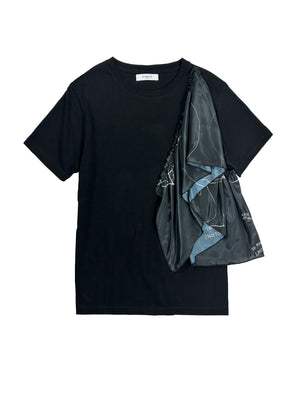 DUCK PRINTED FRILLY T-SHIRT - BLACK