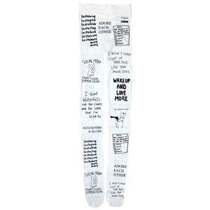 BLACK SCORE PRINTED 80D TIGHTS - WHITE